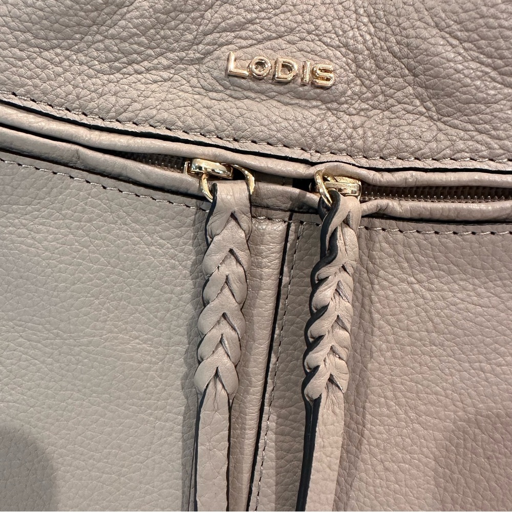 LODIS NWT Nikki Pebbled Leather Satchel Shoulder Bag Crossbody Purse Ash Gray - Picture 5 of 16